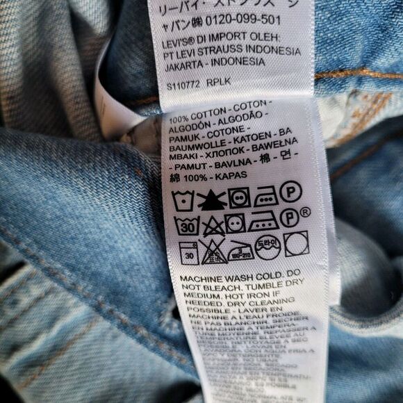 Levi's Denim Coveralls Womens Sz Xsmall Overall Blue Long Sleeve Button Wide Leg - Picture 8 of 10